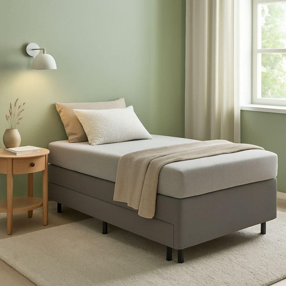 Base Cama Box Solteiro Suede 88x188 Com Auxiliar Duquesa
