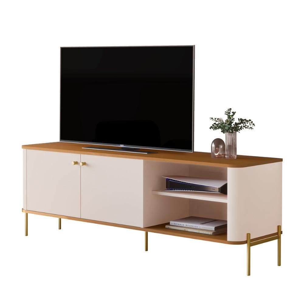 Rack Bancada Tucupí 140cm para TV até 60” com Pés de Metal