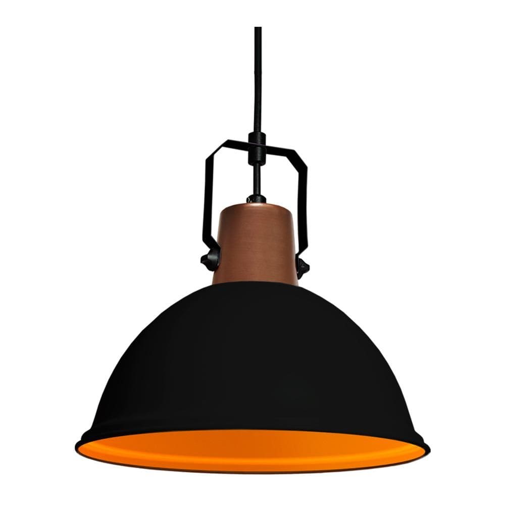 Luminária Pendete Modaza Ditta Média 60W, Preto e Marrom