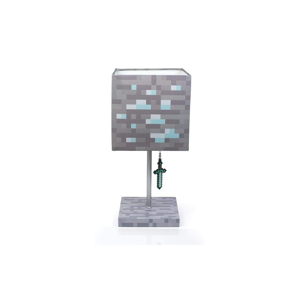 Candeeiro de mesa Minecraft Diamond Ore Block LED com espada de diamante