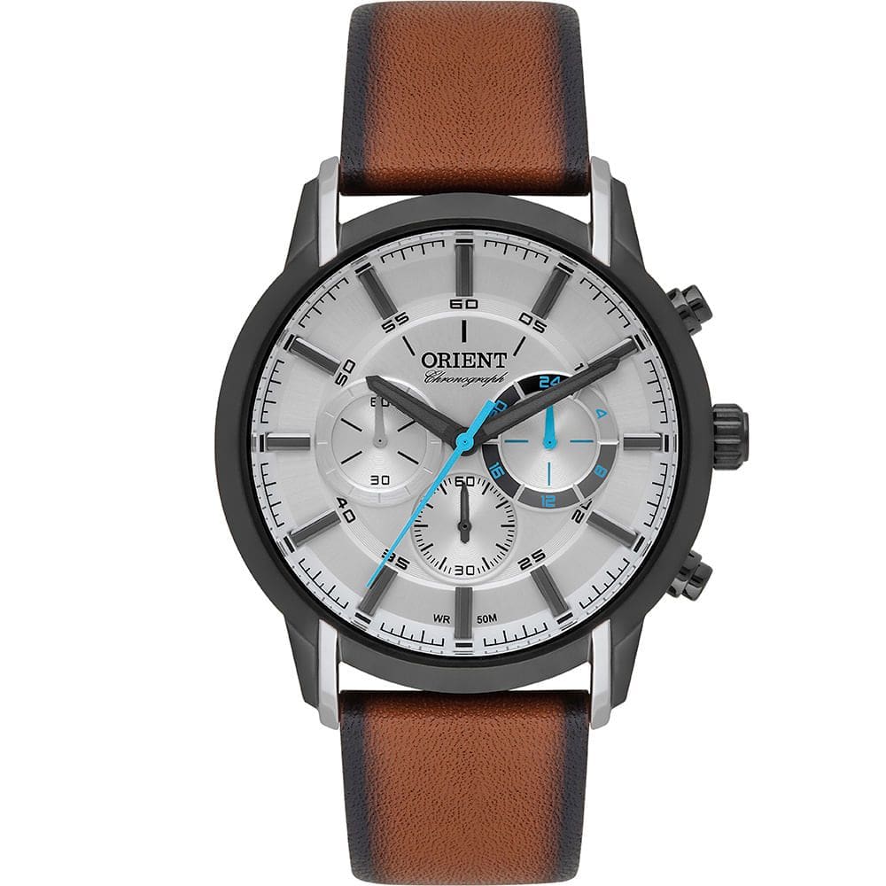 Relógio ORIENT masculino cronógrafo couro MTSCC045 S1MX