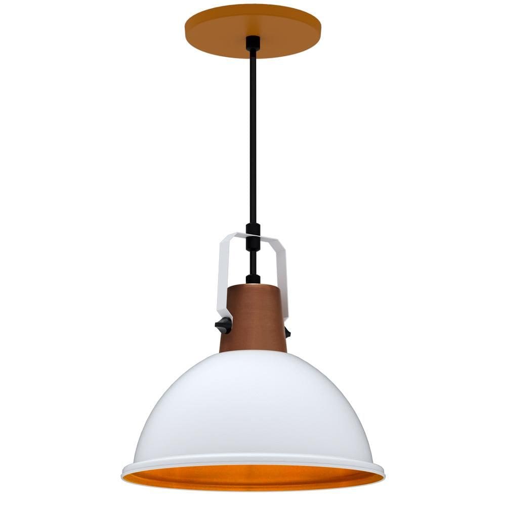 Luminária Pendente Modaza Ditta Pequena 60W, Branco e Marrom