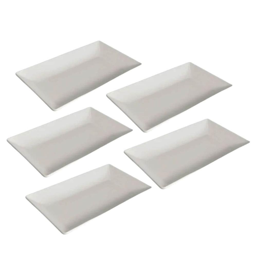 Kit 5 Travessas 35x22,5cm Wolff Melamina Branca Bandeja Servir Porções Retangular