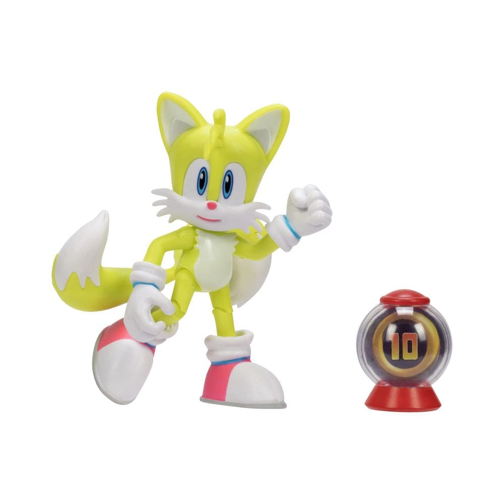 Boneco de ação Sonic The Hedgehog Modern Tails de 10 cm com anel