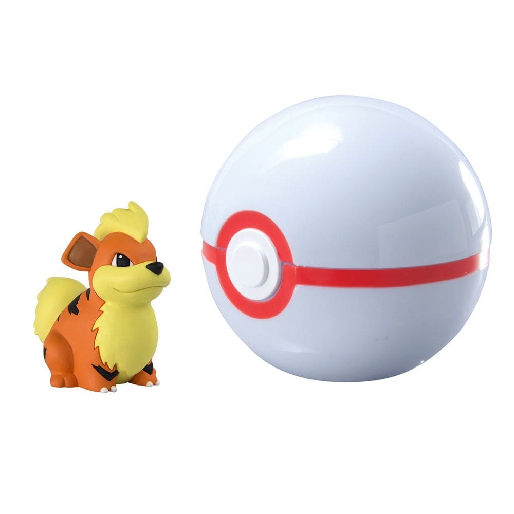 Pokémon de brinquedo Clip and Carry Pokéball com boneco Growlithe