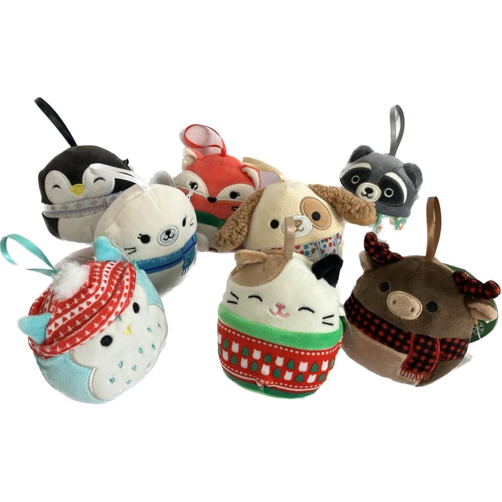Brinquedo de pelúcia Squishmallows Kellytoy, 10 cm, tema de inverno, pacote com 8