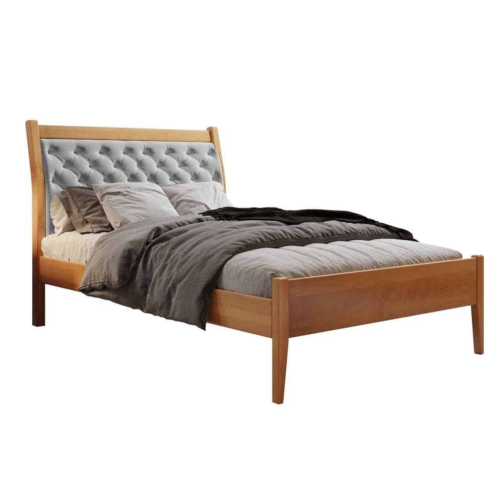 Cama Solteiro 90cm Vivare Amêndoa néctar das flores/Tecido Welutop Josandro