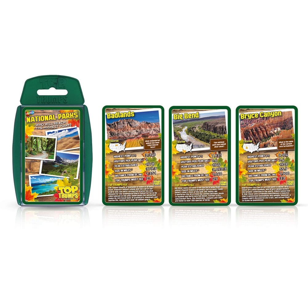 Pacote de jogo de cartas Top Trumps National Park