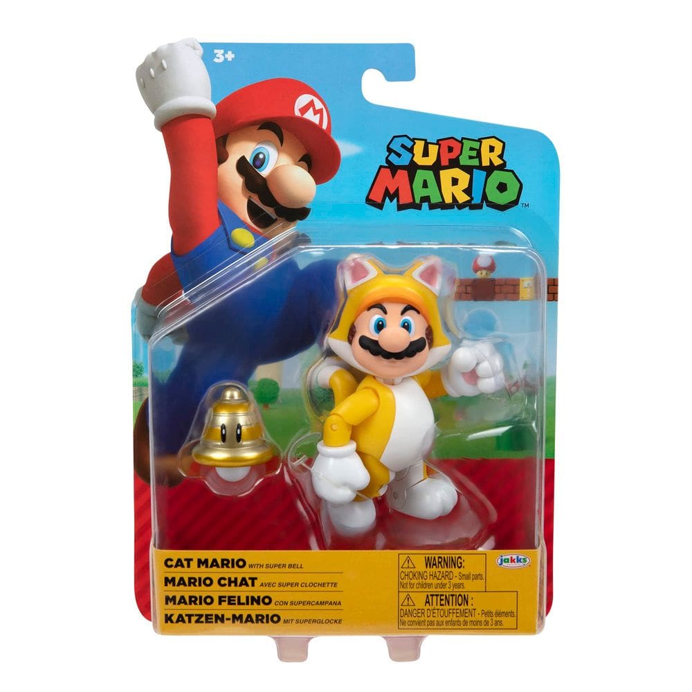 Boneco de ação Nintendo Cat Mario com sino de 10 cm de altura