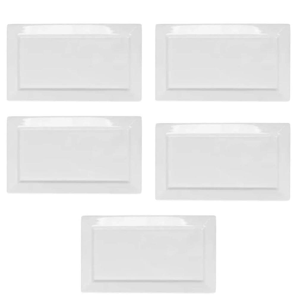 Jogo 5 Travessas Bandeja Rasa Melamina Branca 35x20cm Servir