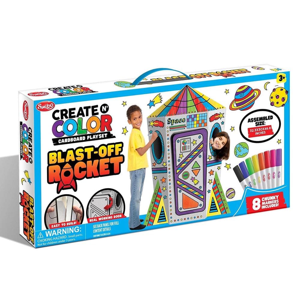 Playset Cardboard Blast-Off Rocket Anker Play Criar e colorir
