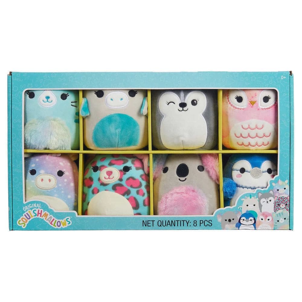 Conjunto de pelúcia Kelly Toy Squishmallows de 5 cm, mini pacote com 8, branco