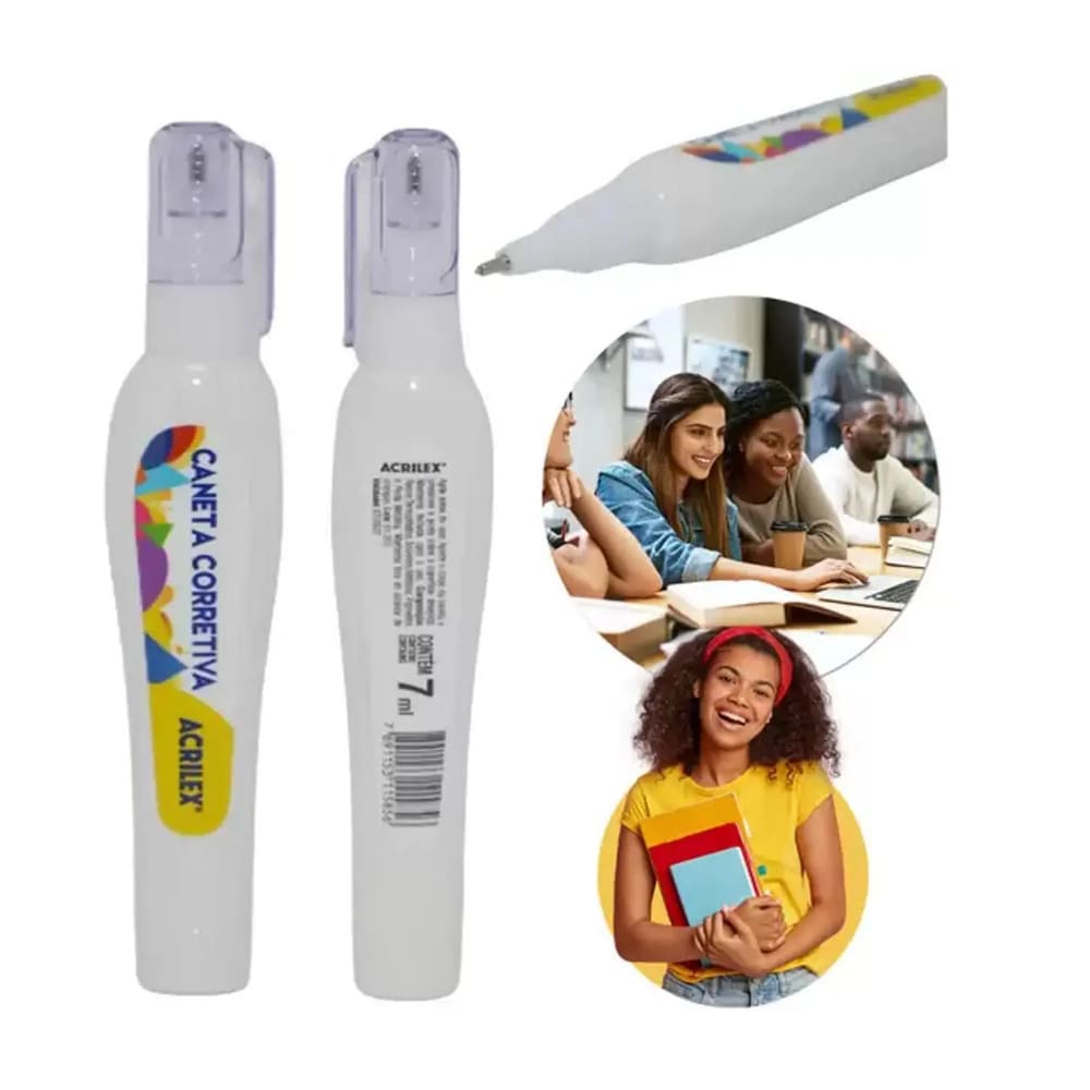 Caneta Corretiva 7ml Acrilex - Caixa c/ 12 Canetas - ACRILEX