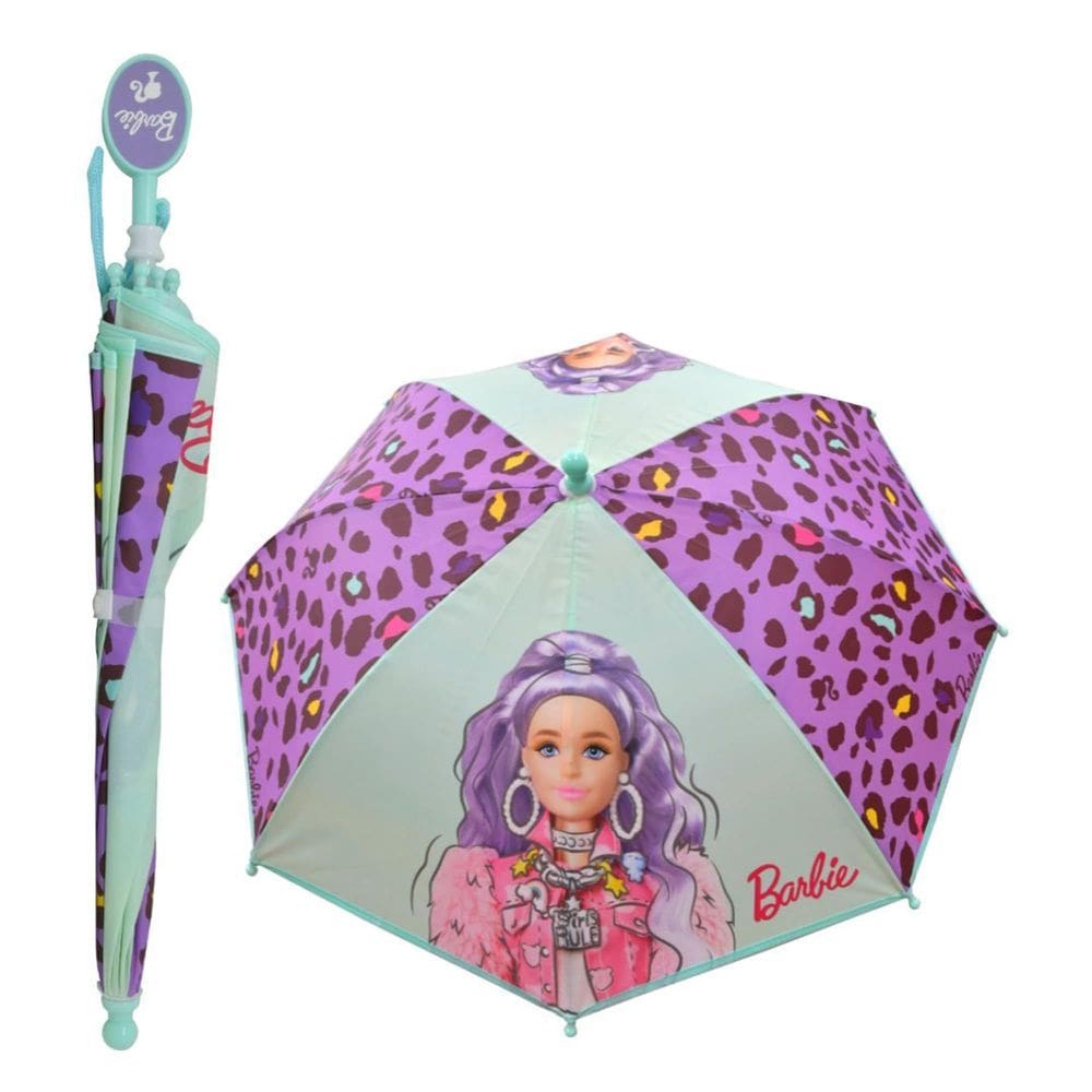 Guarda-chuva U.P.D., INC Barbie e estampa de leopardo para meninas