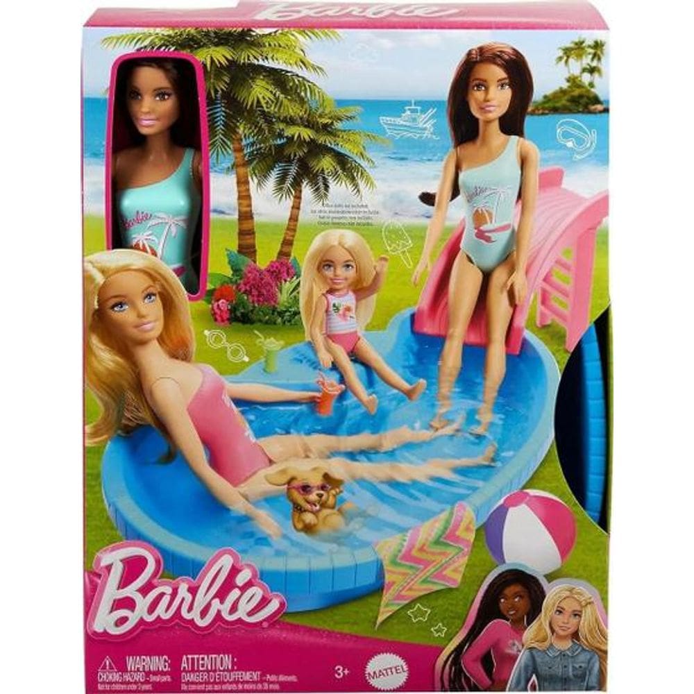 Barbie Maiô Piscina Glam Morena E Acessórios Hrj75 - Mattel