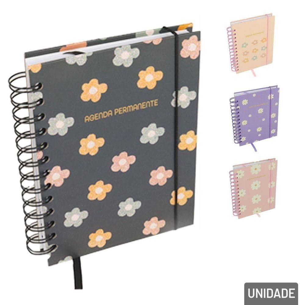 Agenda Permanente 322 Fl Espiral Flores Color - Tudo Em Caixa