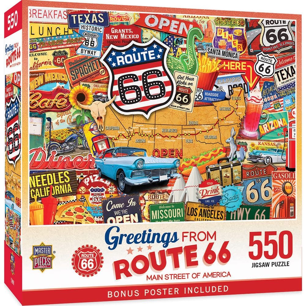 Quebra-cabeça MasterPieces Route 66 Main Street 550 peças