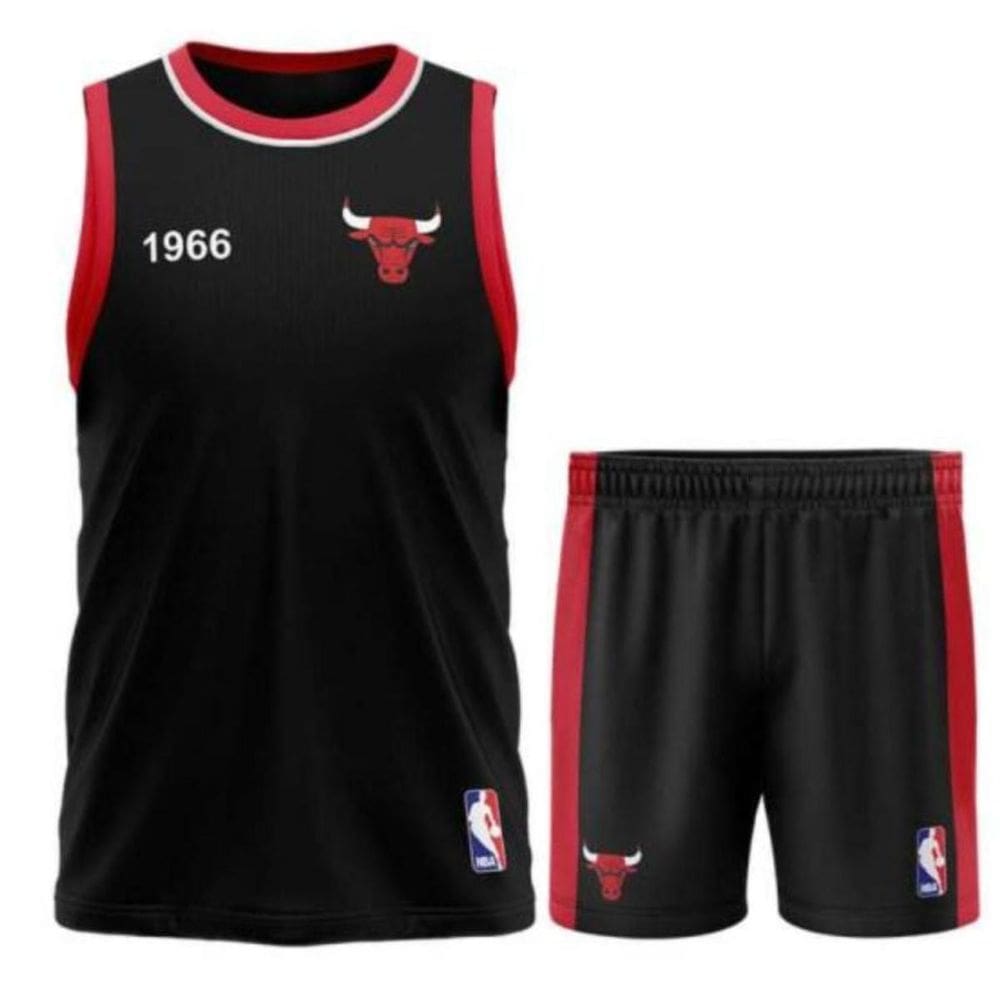 Kit Mini Craque NBA Infantil - Preto e Vermelho