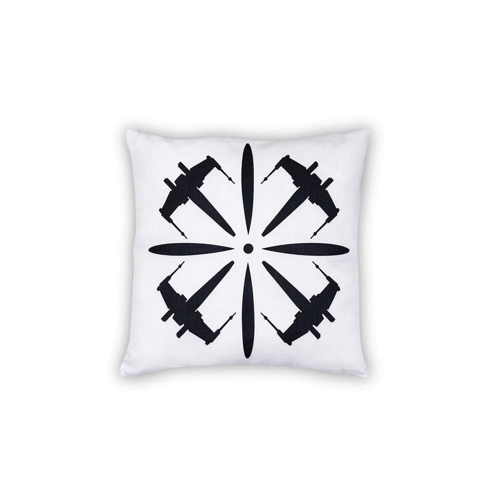Almofada Seven20 Star Wars branca com X-Wing preta 45x45cm
