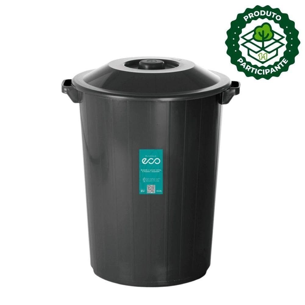 Lixeira 35 Litros Plasvale Eco Preto