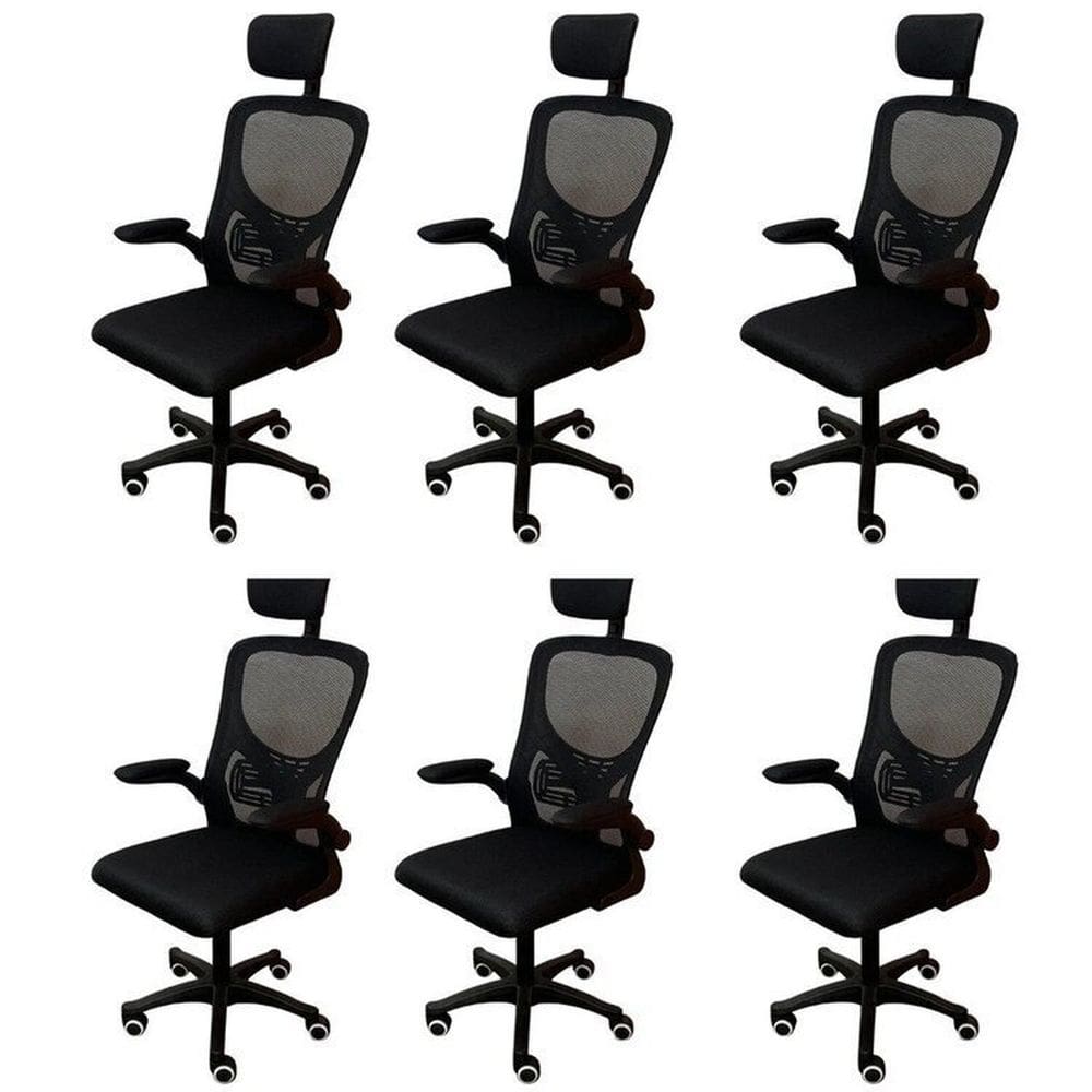 Kit 6 Cadeiras Escritório Presidente Tela Mesh Bogotá Preto