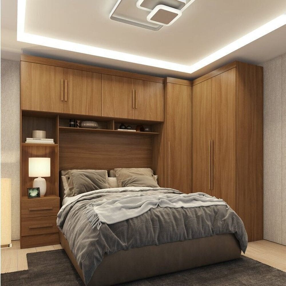 Guarda-roupa Modulado 3 Peças 3 Portas 3 Gavetas com Maleiro Smart Plus Cinamomo