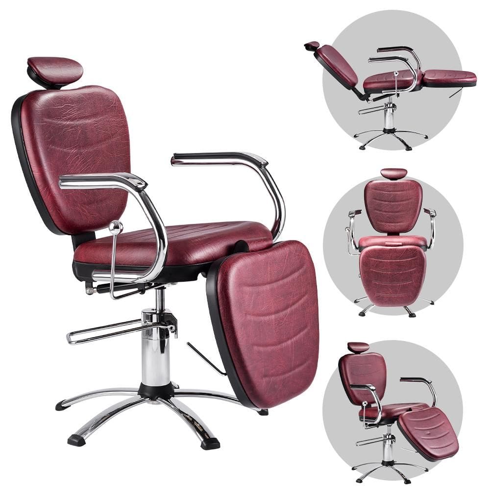 Cadeira de Cabeleireiro Hidráulica e Reclinável Dompel Top Make Vermelho