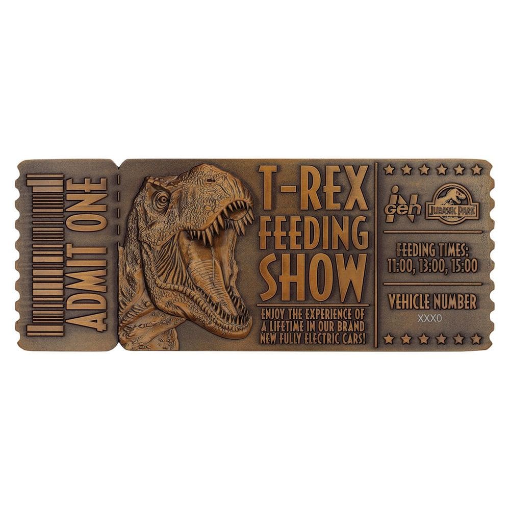 Réplica do ingresso Jurassic Park Feeding Show Metal Fanattik