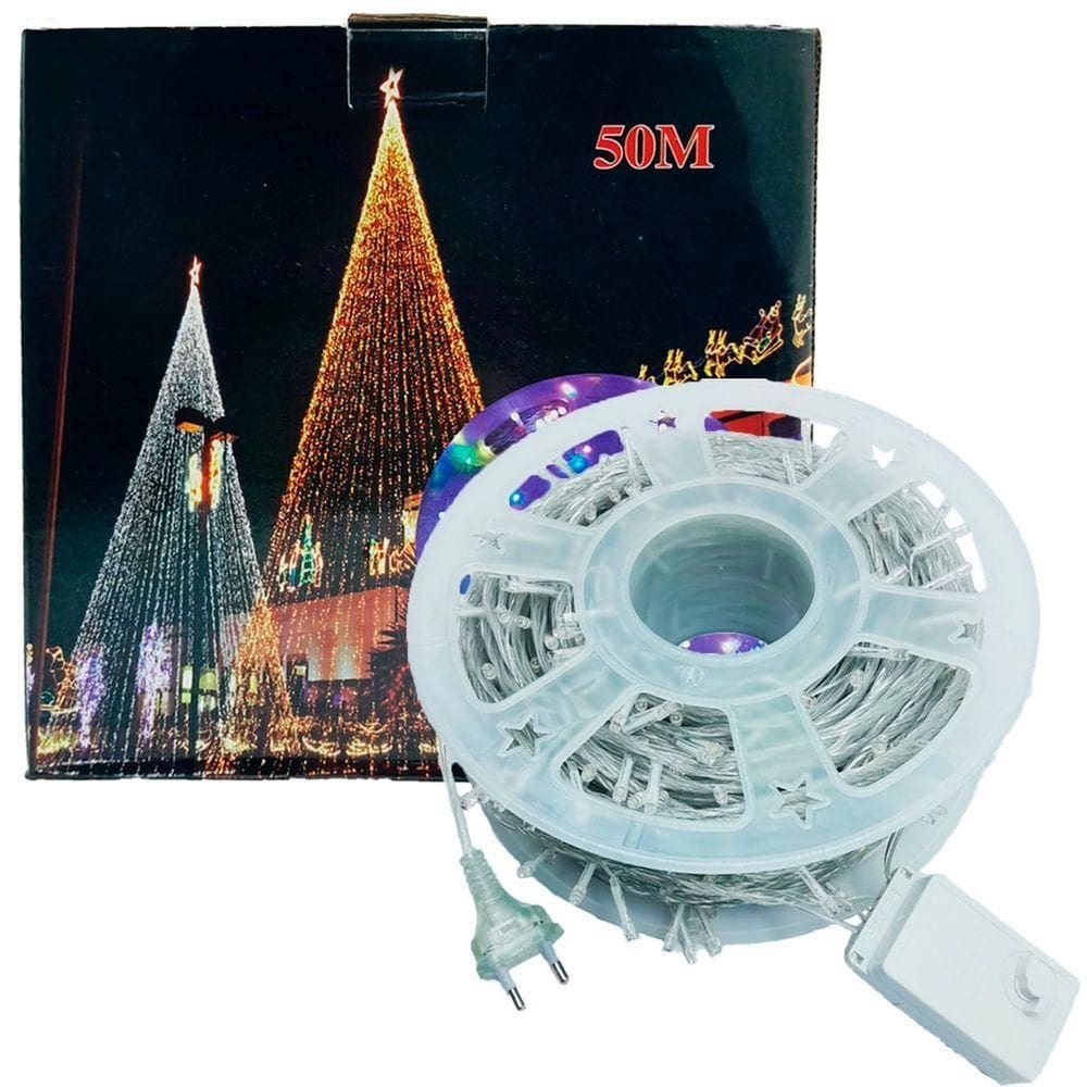 Pisca Cordão Varal Luz Decorativo Com Leds Azul Redondo 50m