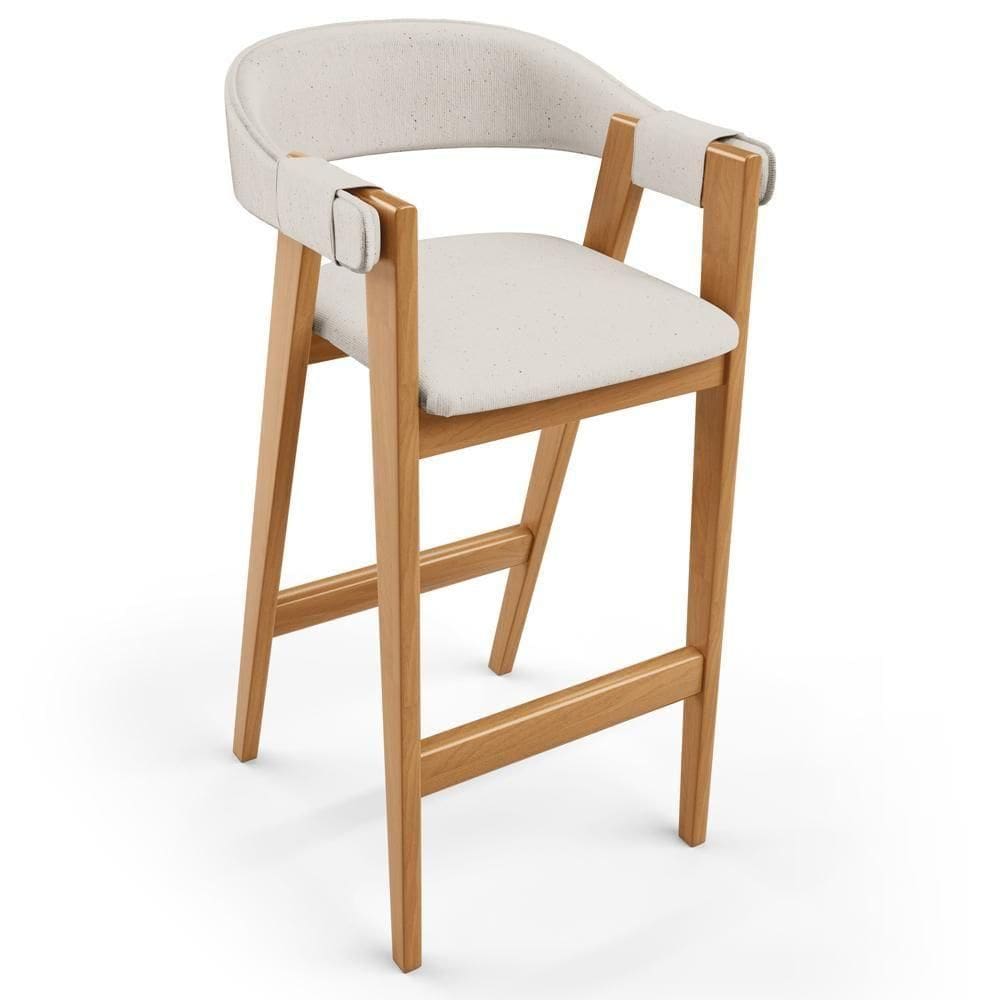 Banqueta Alta Bar Cozinha Sala De Jantar Bar Nadja L02 Linho Cru - Lyam Decor