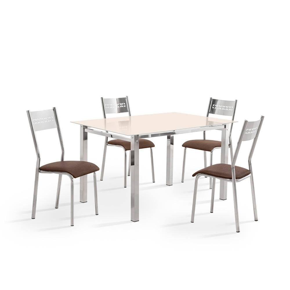 Jogo de Mesa Aço Nobre Ortencia com 4 Cadeiras