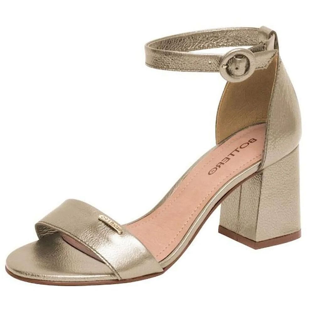 Sandália Feminina Salto Médio Bottero Conforto Metalizado