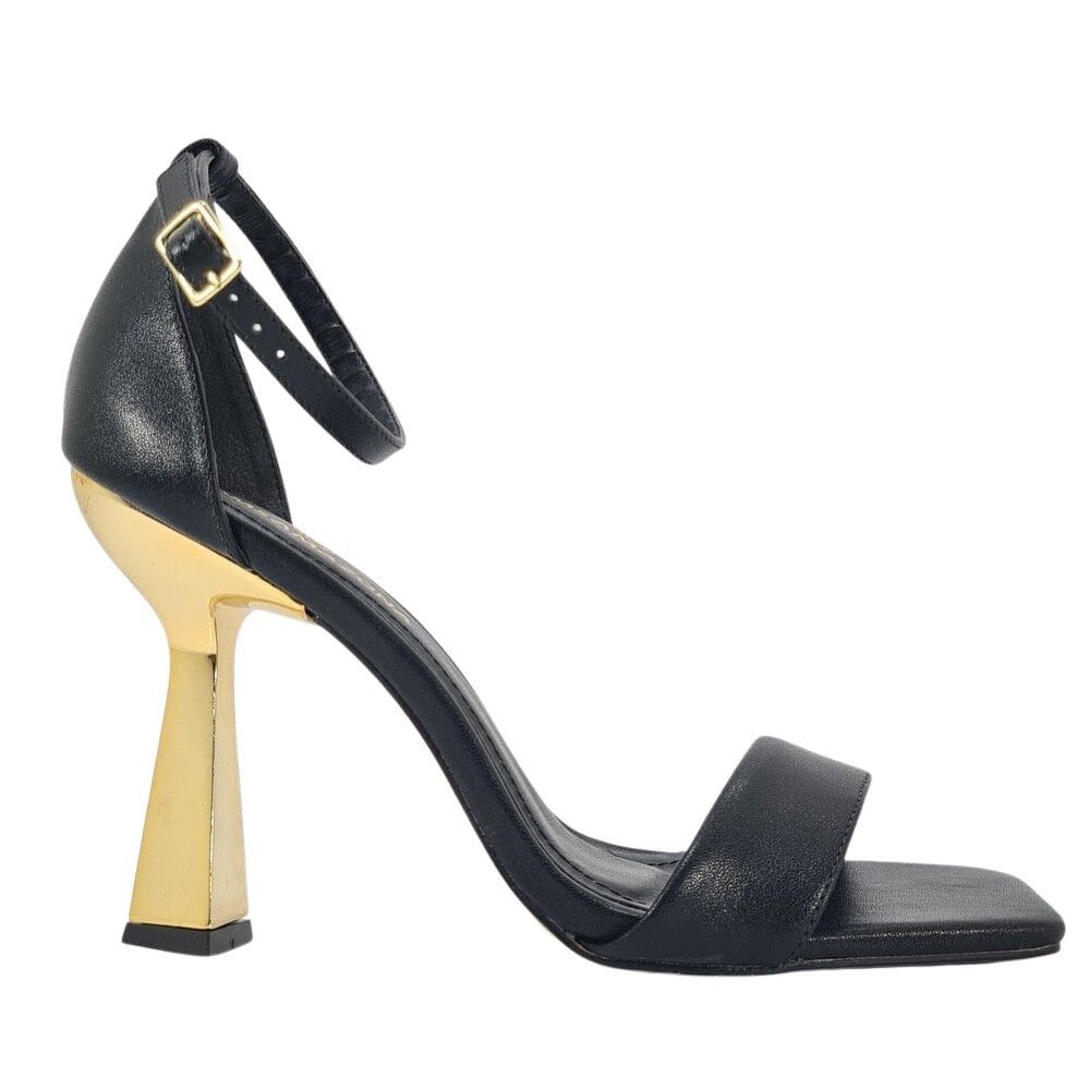 Sandália Rebeca Quadrada Salto Alto Preta Numeração Especial