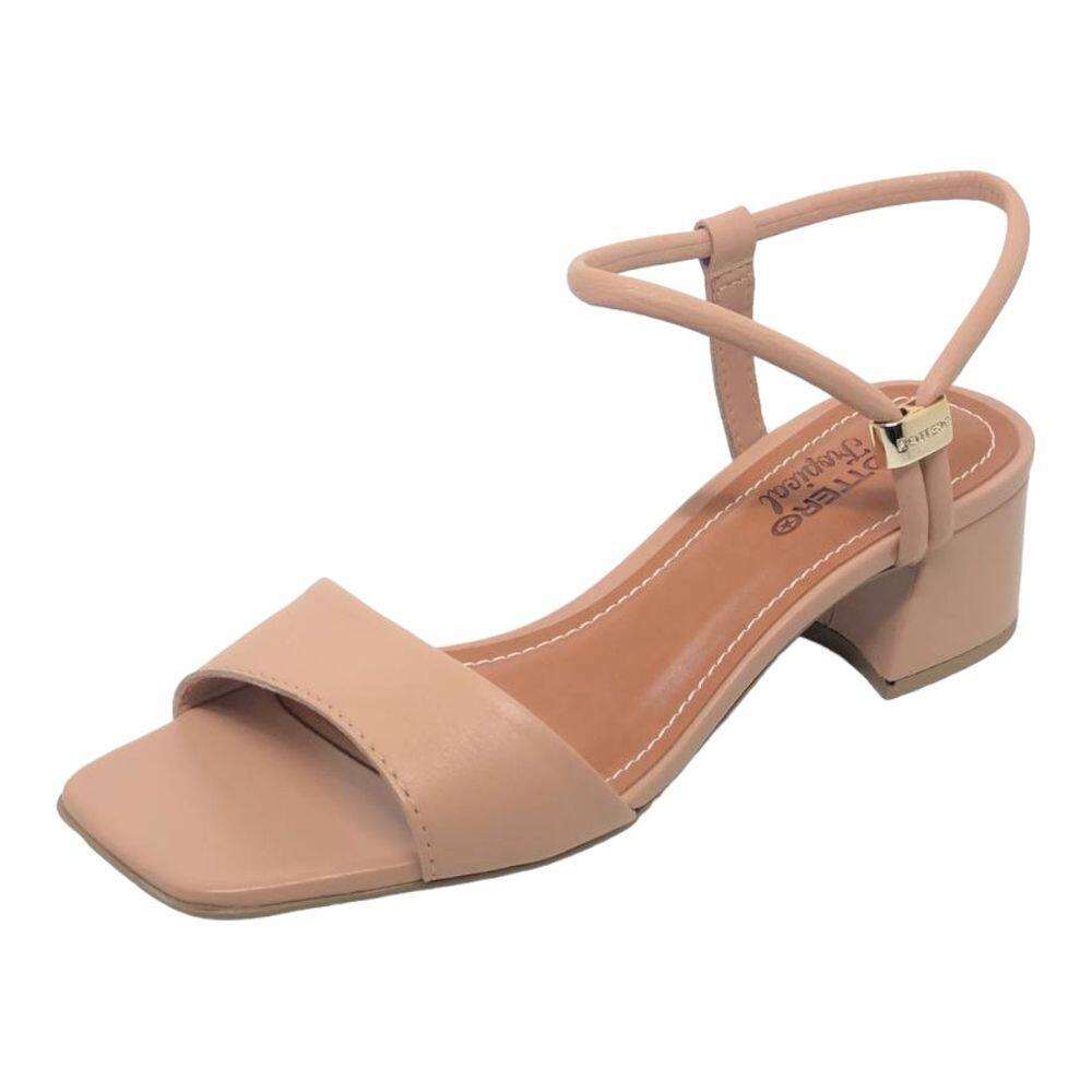 Sandália Feminina Salto Baixo Couro Conforto Bottero