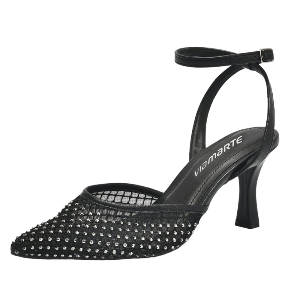 Sapato Scarpin Telinha Salto Fino Cravejado Via Marte