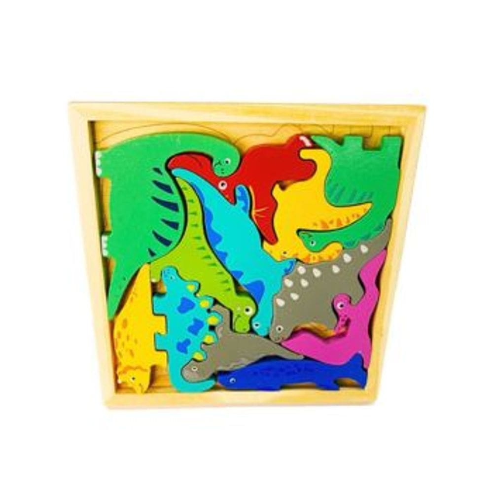 Colecione e Encaixe MDF Dinossauros Toymix Brinquedo Infantil de Encaixar e Empilhar