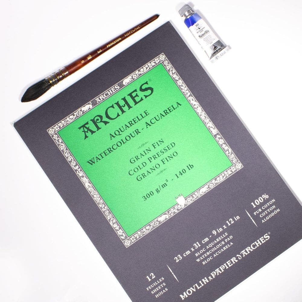 Bloco papel Arches Aquarela 300g Textura fina 23x31 12 folha