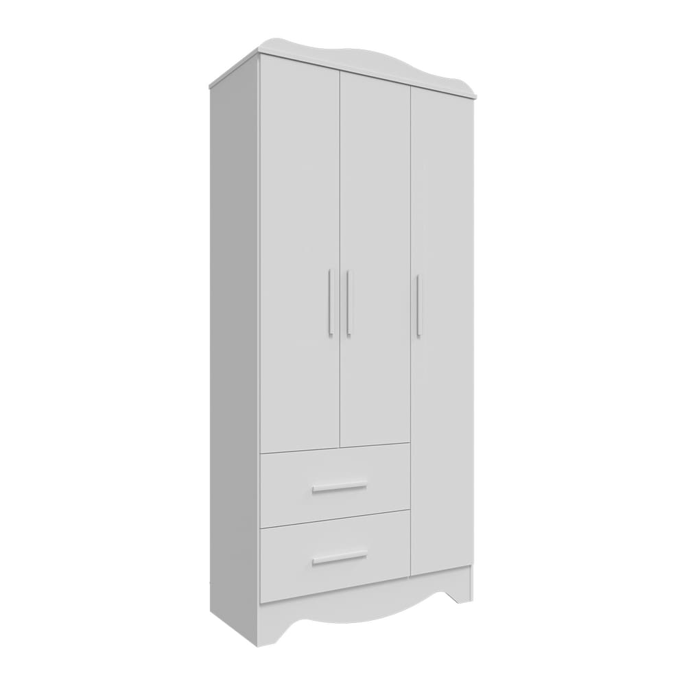 Armário Infantil Clara 3 Portas Lisa Plus Branco Peroba