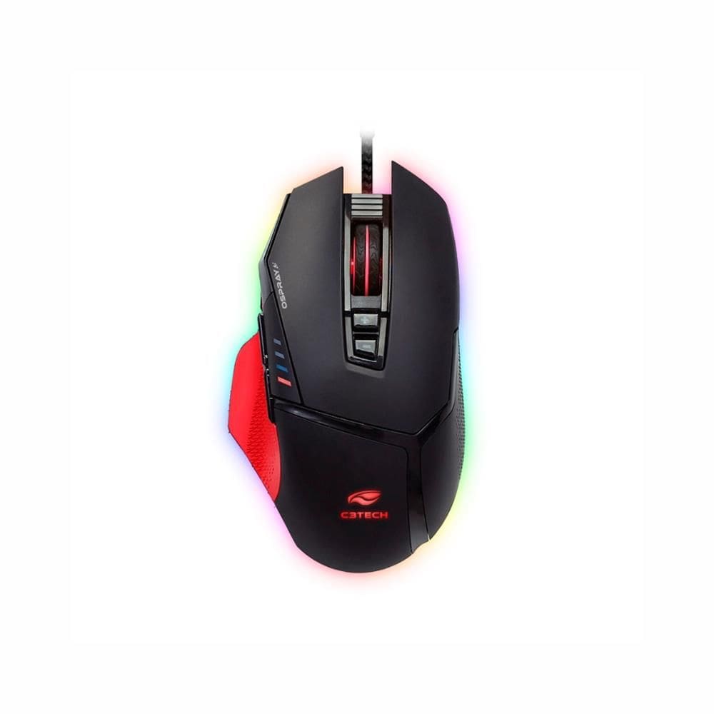 Mouse Gamer C3Tech Osprey, LED, 12000 DPI, 8 Botões, Preto - MG-800BK