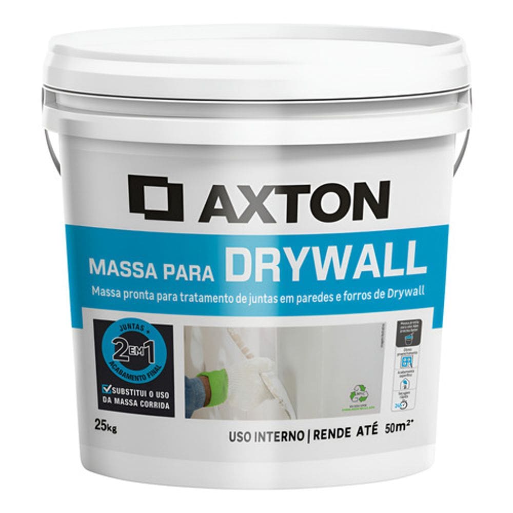 Massa Para Drywall 25kg Axton  2 Em 1 Pronta Para Uso