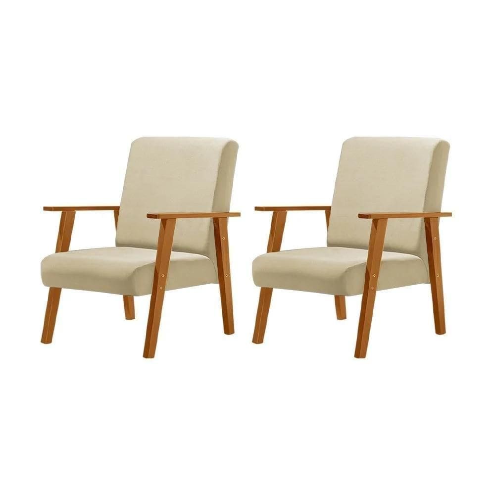 Kit 2 Poltronas Decorativas Para Sala Juliana Veludo Bege