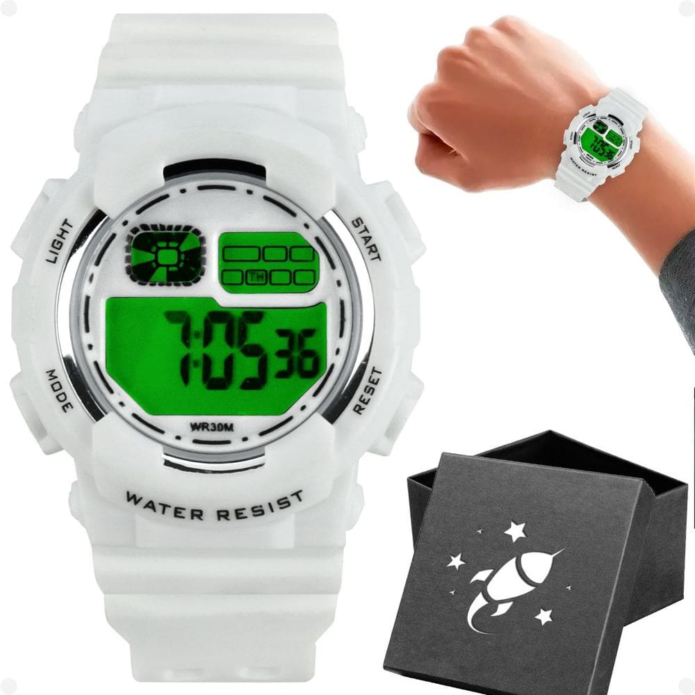 relogio infantil digital menino criança silicone + caixa criança silicone ajustavel data adolescente
