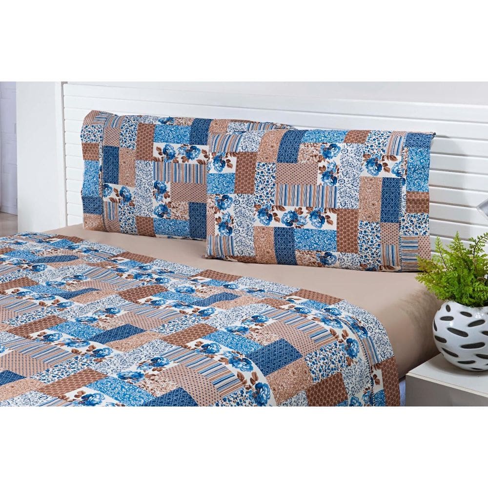 Jogo Lençol 4 Peças Cama Viúva 1,88X1,28M Percal Estampado