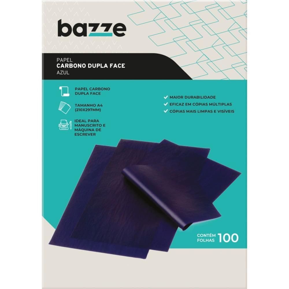 Papel Carbono Para Máquina Bazze A4 Dupla Face Azul - Summit