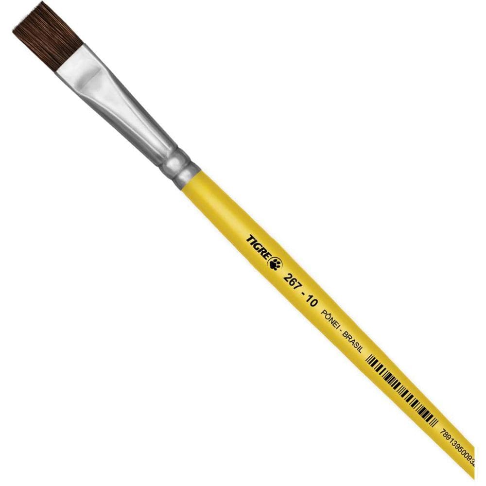 Pincel Escolar Chato 267 N.10 Amarelo
