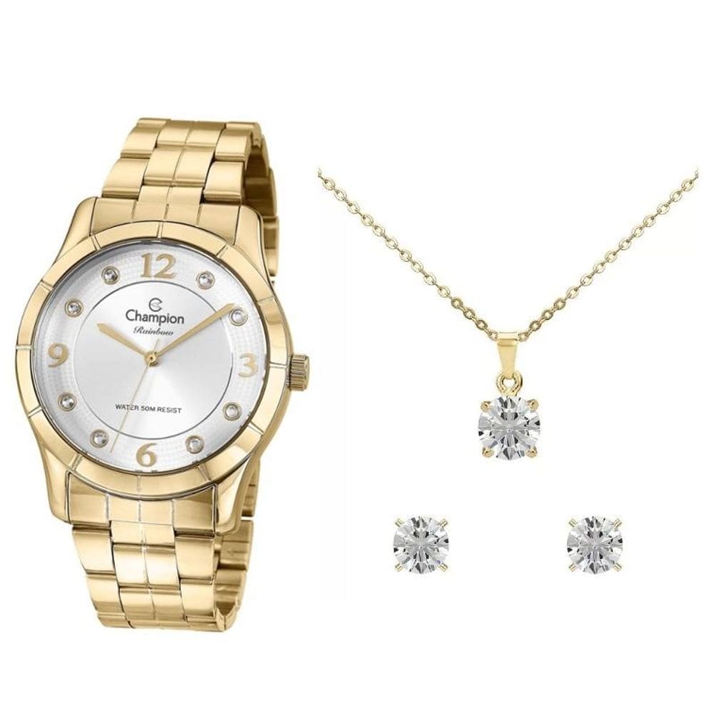 Relógio Champion Feminino CN29909W com Colar e Brincos