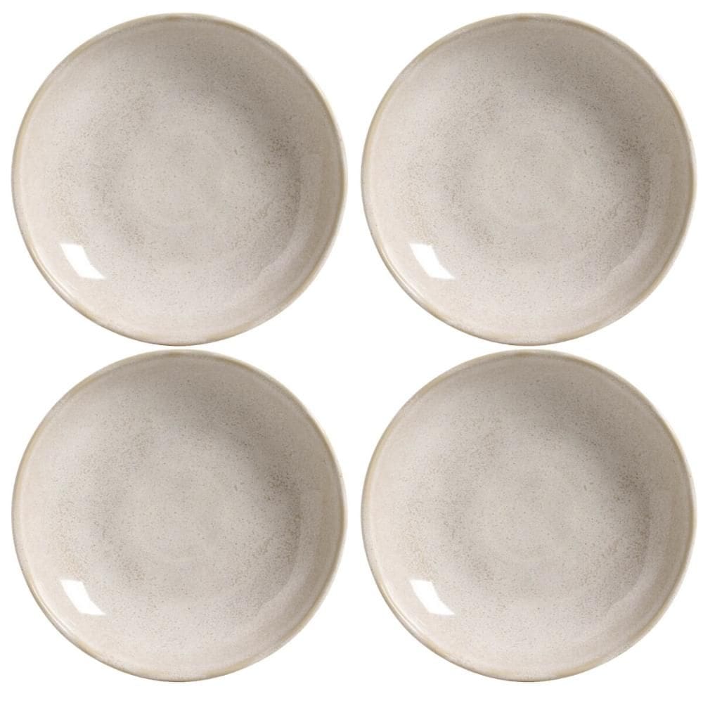 Jogo 4 Pratos Fundos Cerâmica Bio Latte 22cm Off White Porto Brasil Caldos Risotos