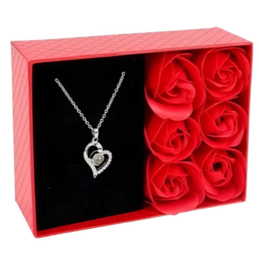 Colar e Rosa Porta Joia Caixa de Presente 13cm