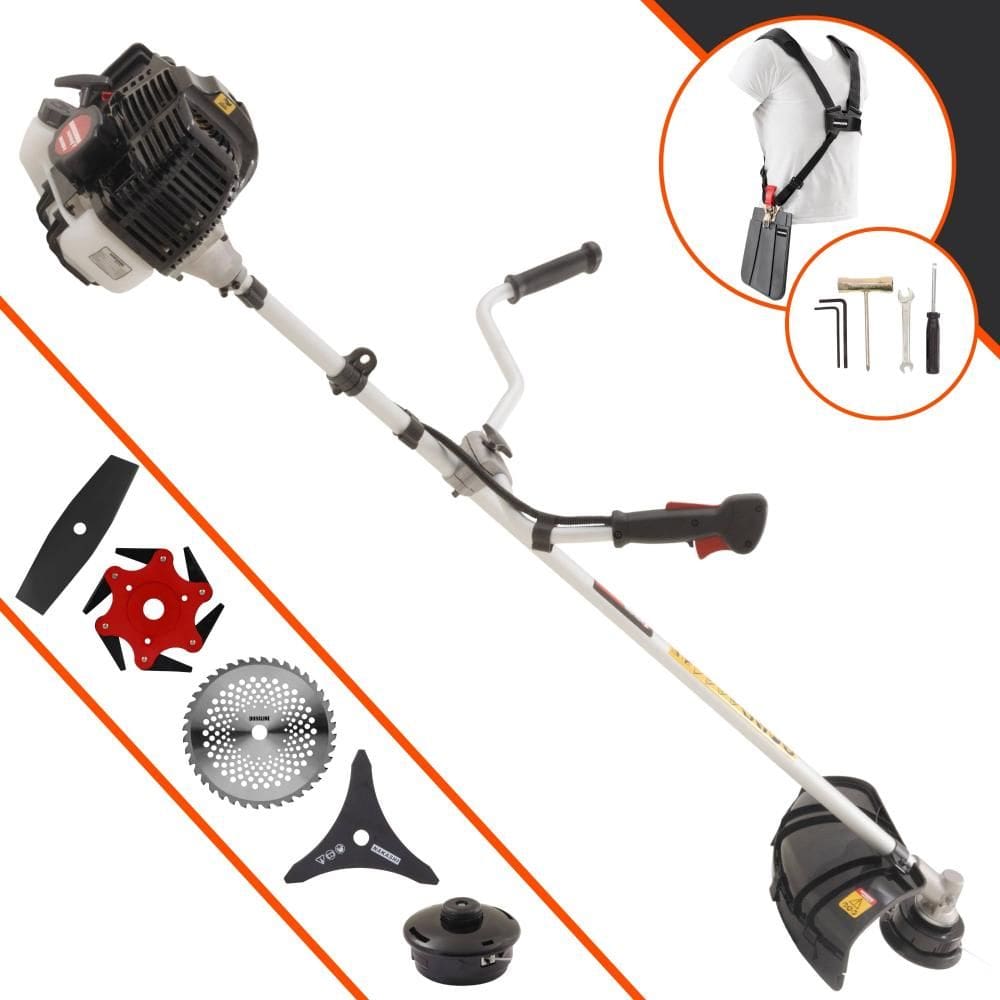 Roçadeira Profissional Kawashima KW52LE À Gasolina 2 Tempos 52cc 2,5HP 10.000rpm Multifuncional Completa Com Carretel de Nylon e 4 Lâminas de Corte