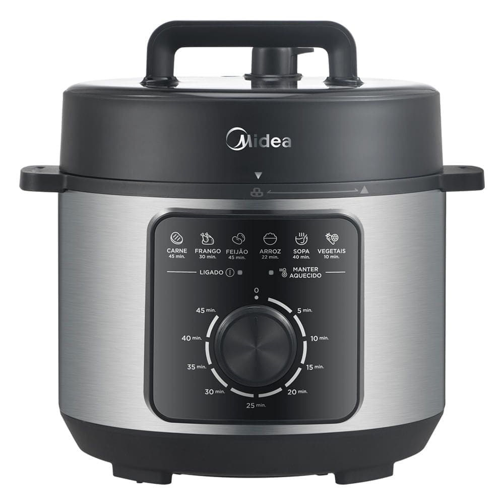 Panela de Pressão Mecânica Preta e Inox 4L Midea